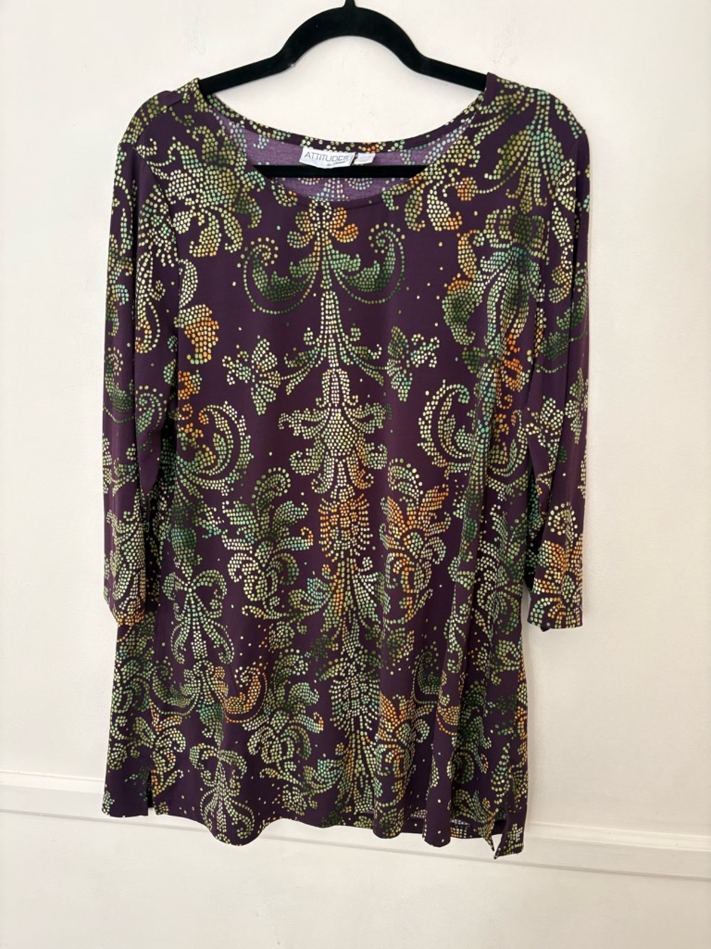 Attitudes by Renee Women’s Tunic Top/Short Dress- Multi Color-Long Sleeve -Sz XL